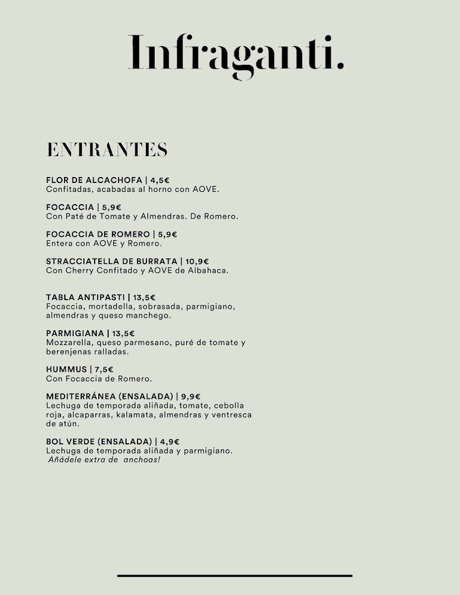 Menu Infraganti Pizza Bar-5